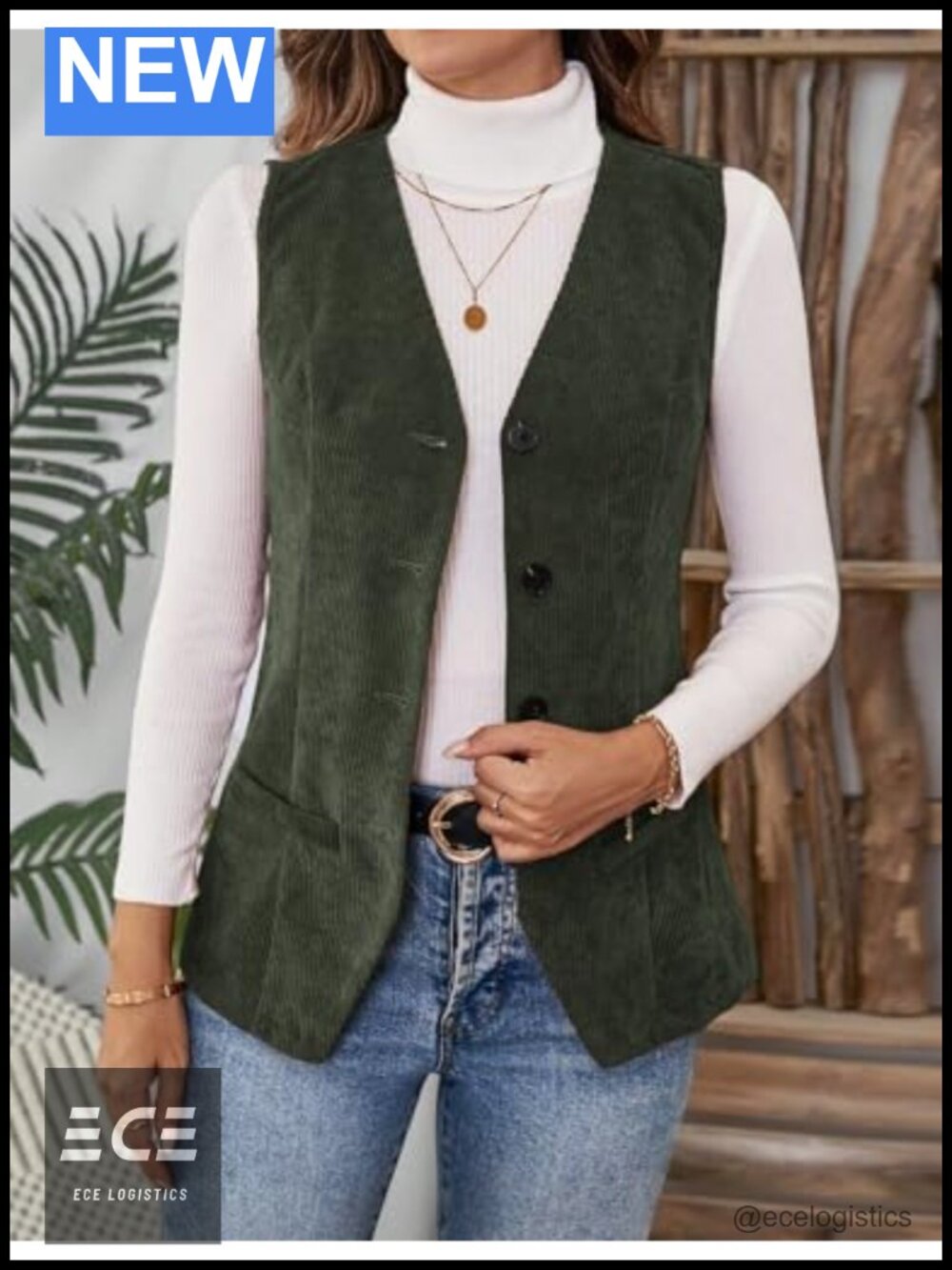 Womens Corduroy Vest Sleeveless Blazer Jacket Business Casual - Picture 5 of 5